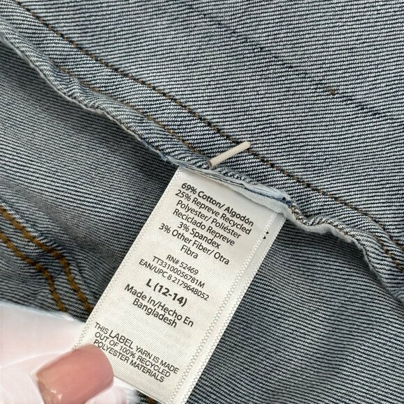 Time & Tru Womens Blue Denim Jacket SZ L (12-14Cotton Blend Classic Button-Down - Picture 8 of 13